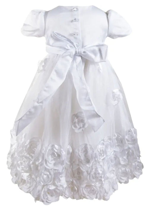 *NEW*Baby Infant Girls Christening Baptism Bow Dress with Bonnet