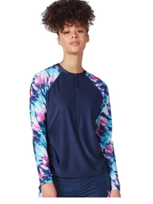 Athletic Zip Up Tie Dye Sleeve Bow Sides