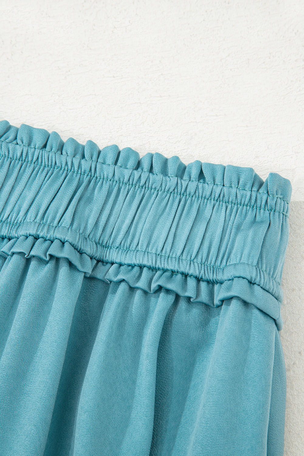 Peacock Blue Drawstring Split Side Flowy Long Skirt