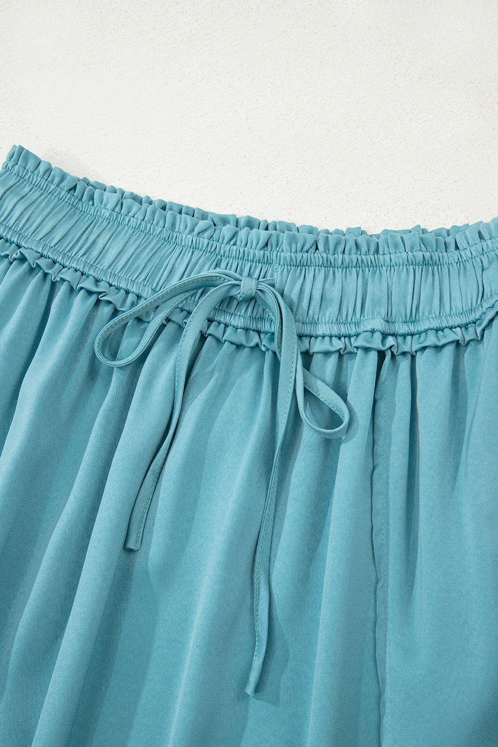Peacock Blue Drawstring Split Side Flowy Long Skirt