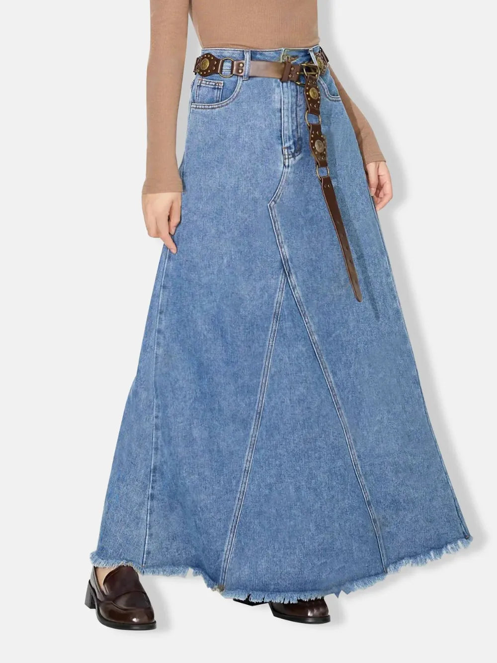 High waisted casual retro denim women's skirt