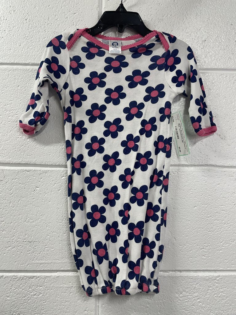Gown Navy Flowers/ Pink