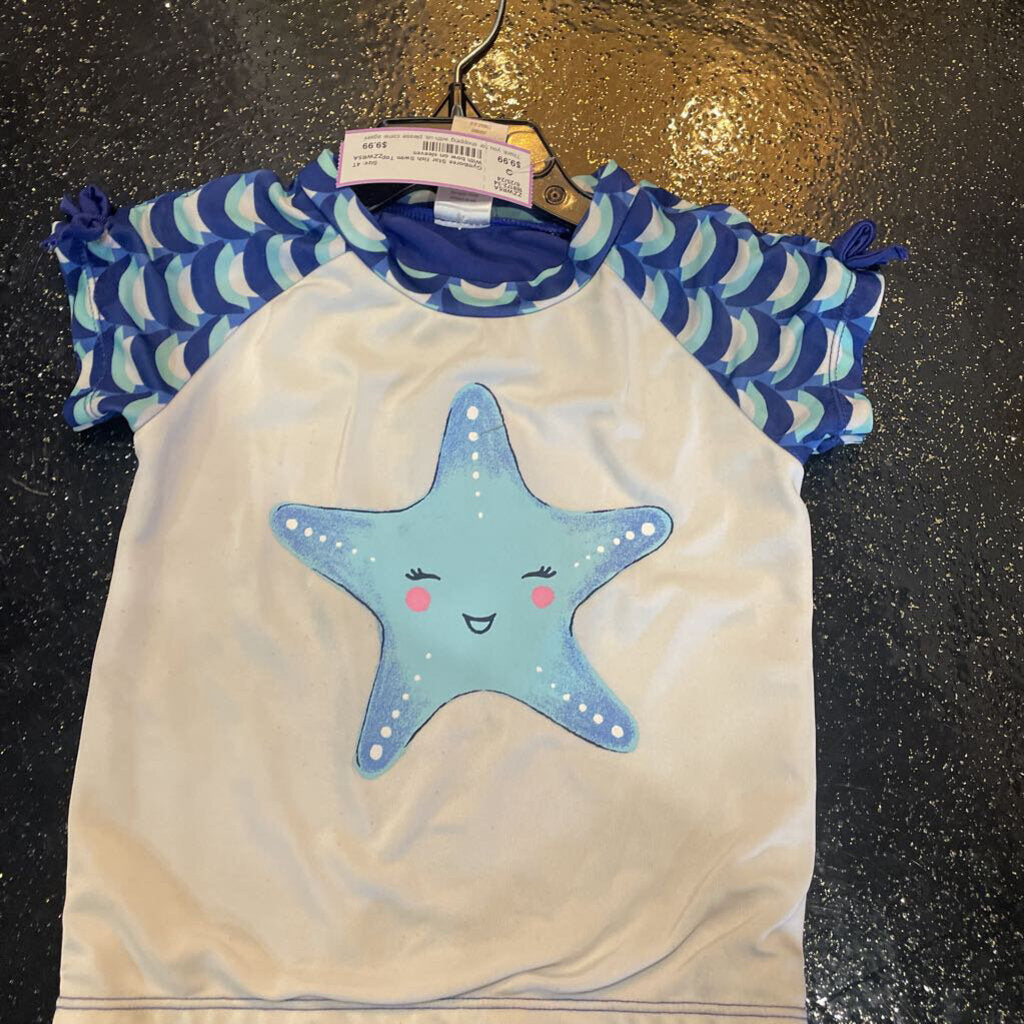Star fish Swim Top With bow on sleeves
