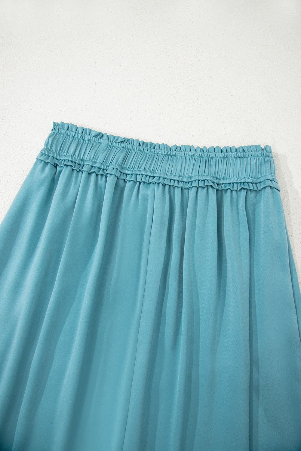 Peacock Blue Drawstring Split Side Flowy Long Skirt