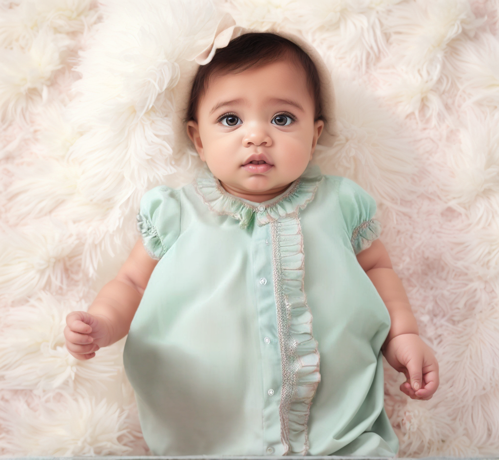 Mint Ruffle Smocked Gown