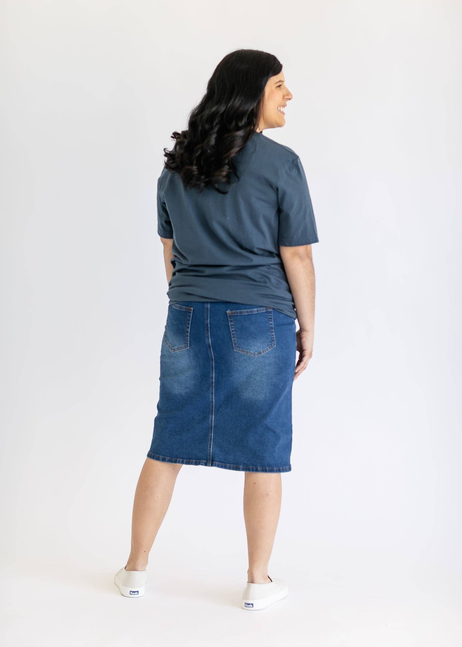 Remi Maternity Denim Midi Skirt - FINAL SALE