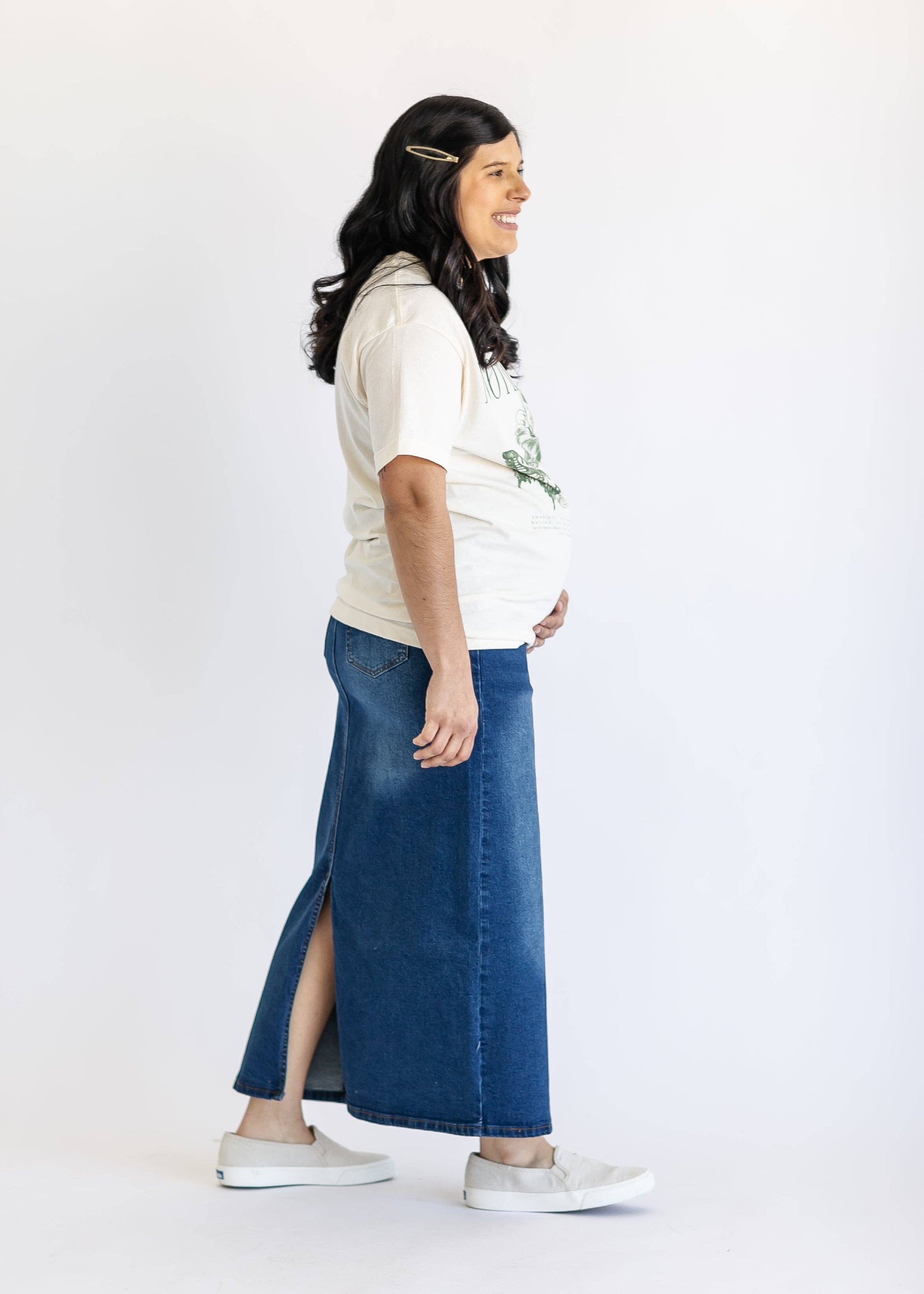 Reece Maternity Long Denim Skirt - FINAL SALE