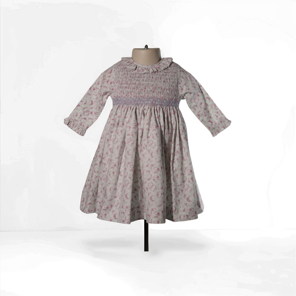 Floral Heirloom Smocked Long Sleeve Dress