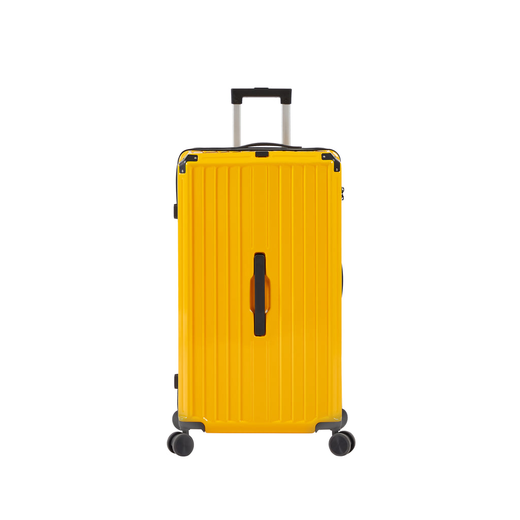 Luggage Set 4 pcs (20"/24"/29"/Travel Bag), PC+ABS Durable Lightweight Luggage with Collapsible Cup Holder TSA Lock, Yellow