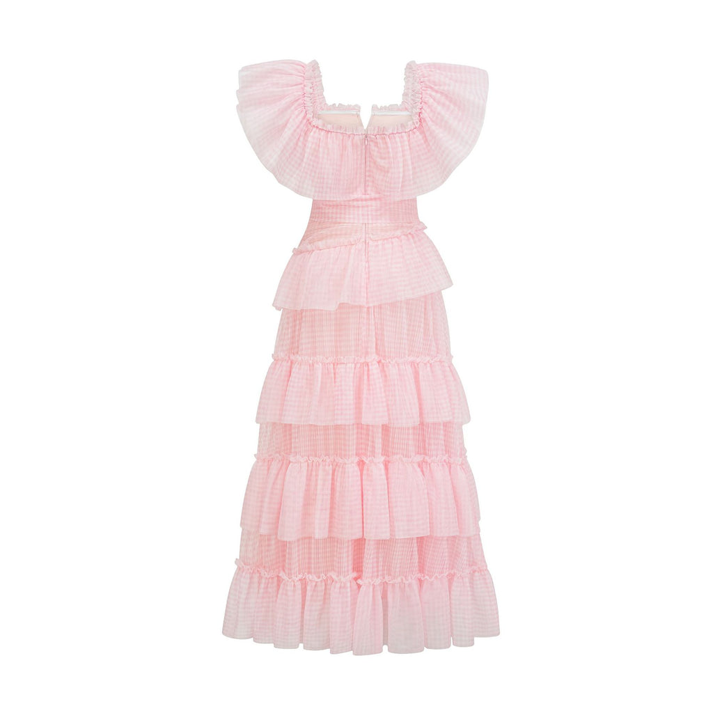 Sweet Fashion High-Waist Slimming Ruffle Hem Puffy Skirt Party Dress Long Dress