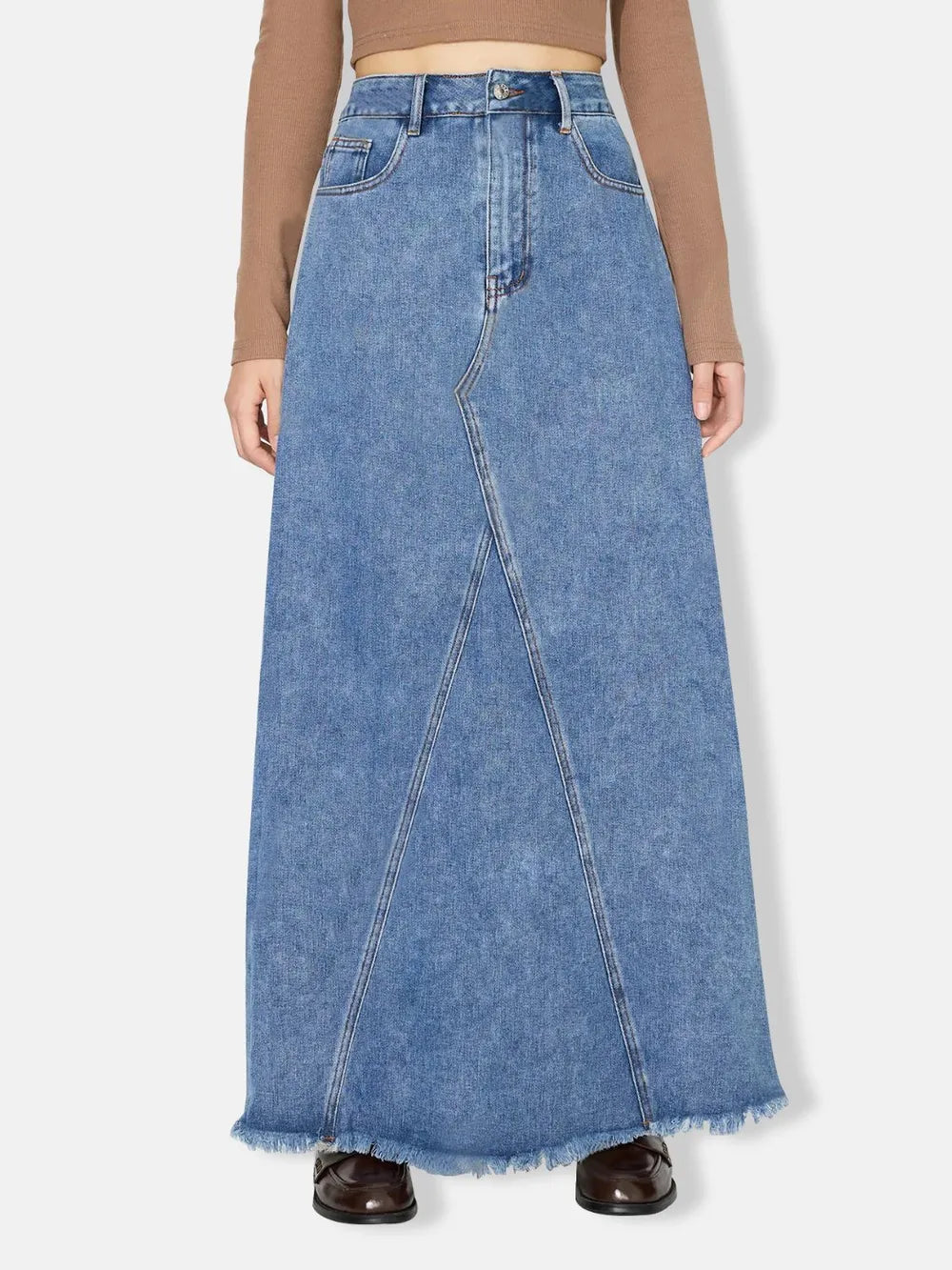 High waisted casual retro denim women's skirt