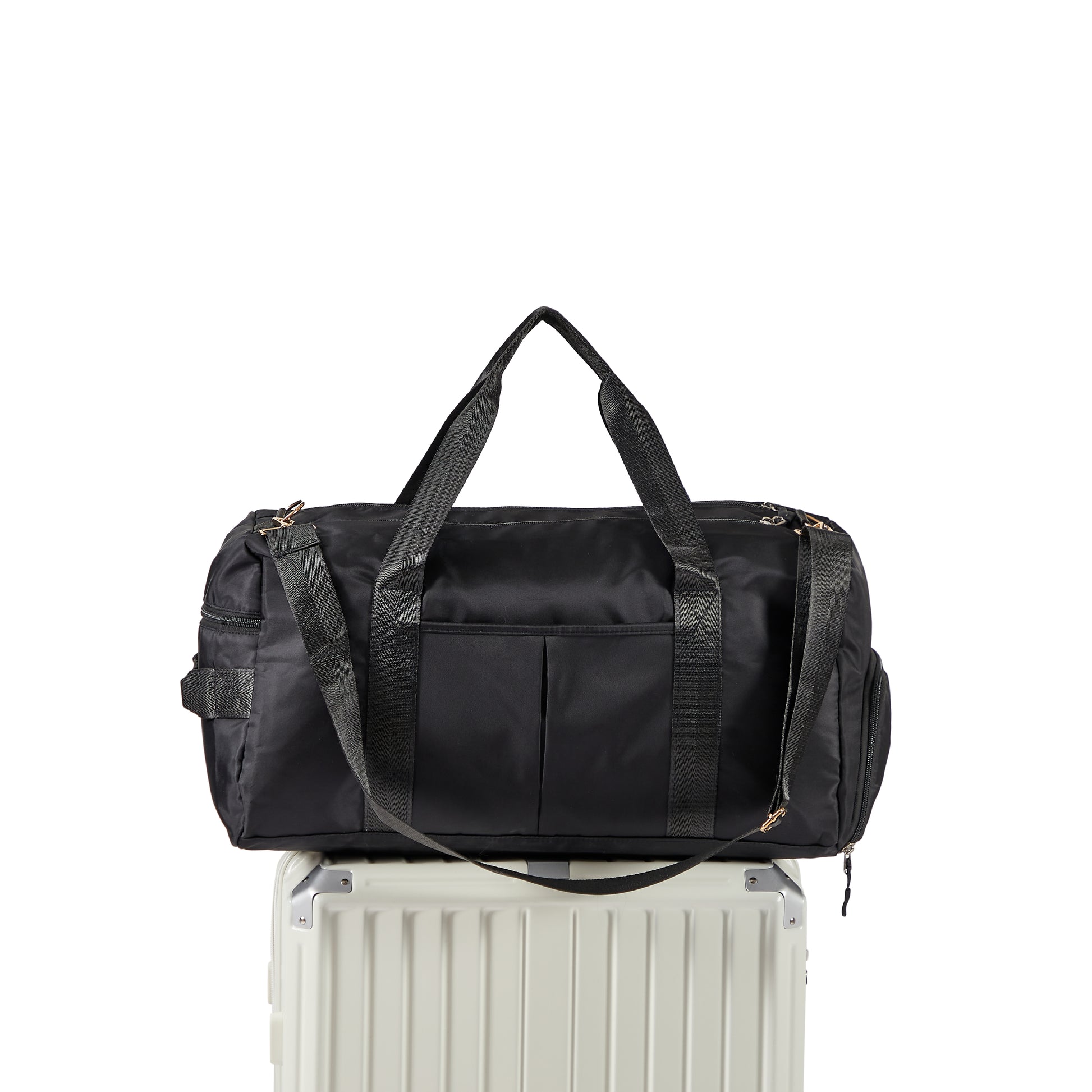 Luggage Set 4 pcs (20"/24"/29"/Travel Bag), PC+ABS Durable Lightweight Luggage with Collapsible Cup Holder、 TSA Lock, White