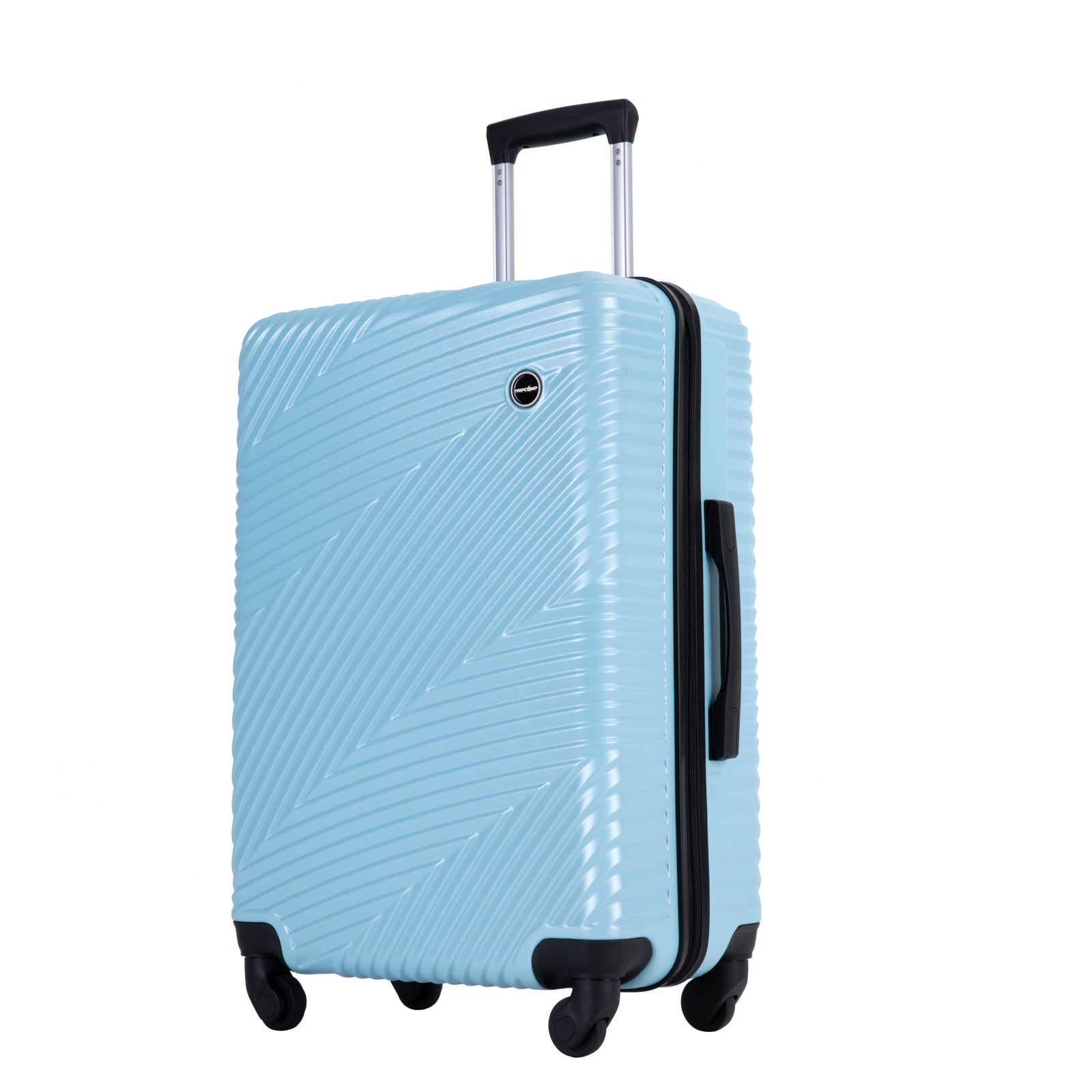 3 Piece Luggage Sets PC+ABS Lightweight Suitcase with Two Hooks Spinner Wheels (20/24/28) Aqua Blue