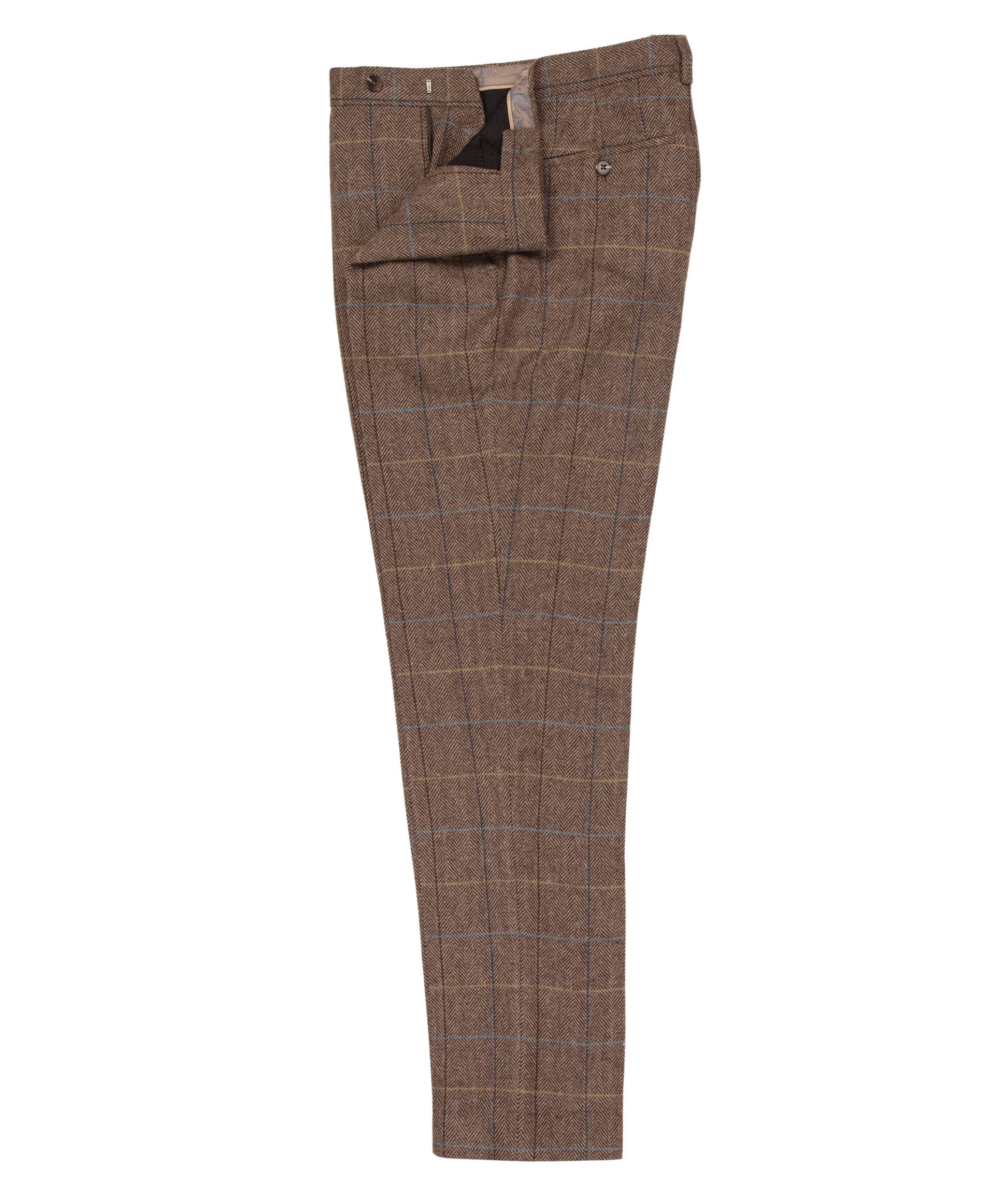 Tweed Checked Brown Trousers - Sergio