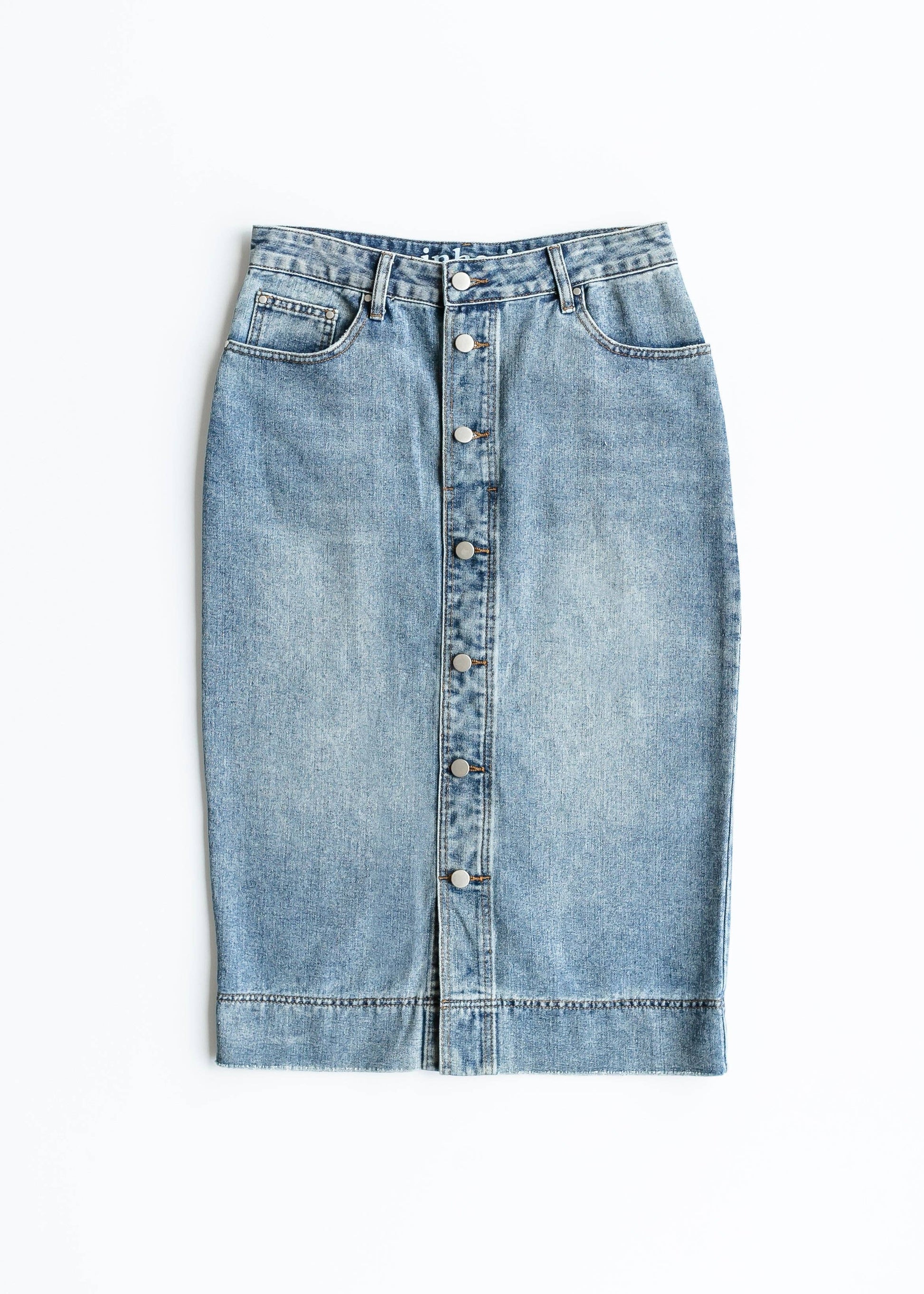 Skylar Button Front Midi Skirt