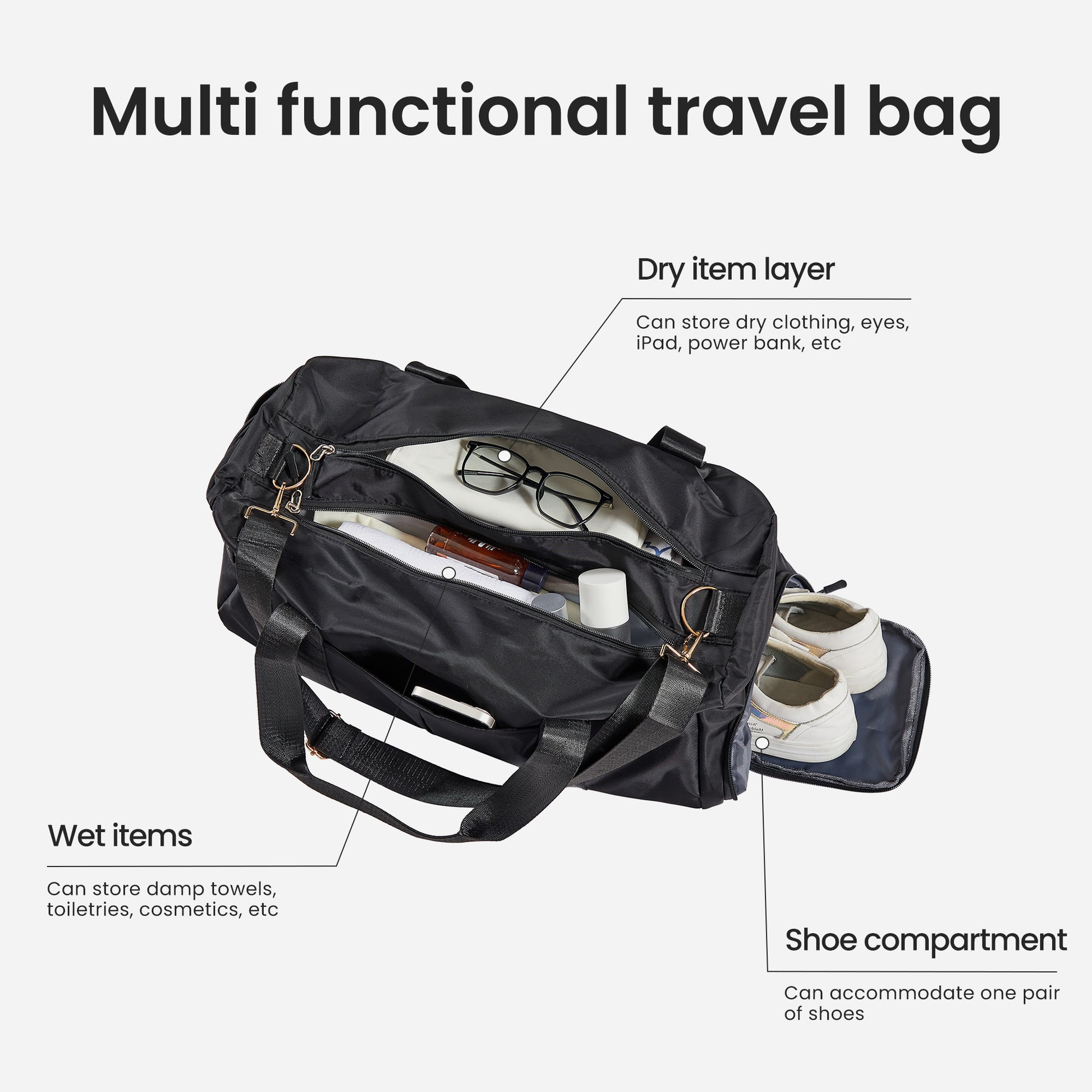 Luggage Set 4 pcs (20"/24"/29"/Travel Bag), PC+ABS Durable Lightweight Luggage with Collapsible Cup Holder TSA Lock, Yellow