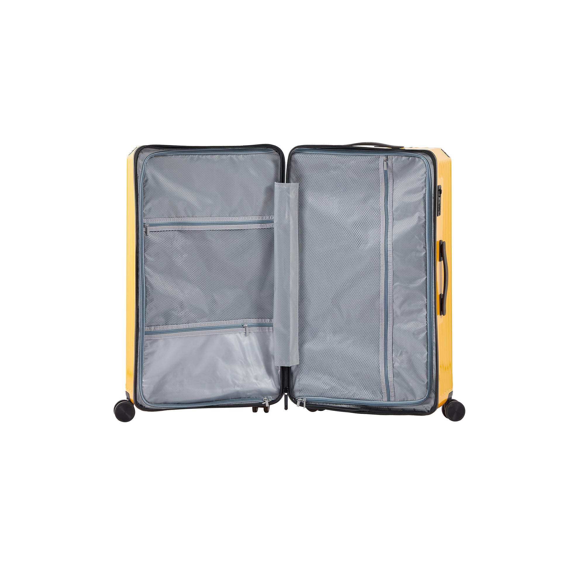 Luggage Set 4 pcs (20"/24"/29"/Travel Bag), PC+ABS Durable Lightweight Luggage with Collapsible Cup Holder TSA Lock, Yellow