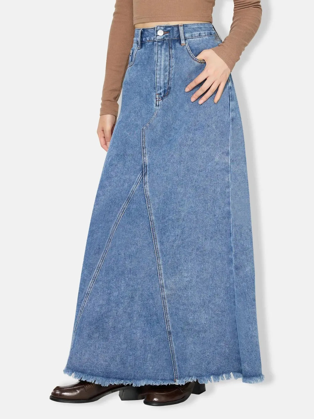 High waisted casual retro denim women's skirt