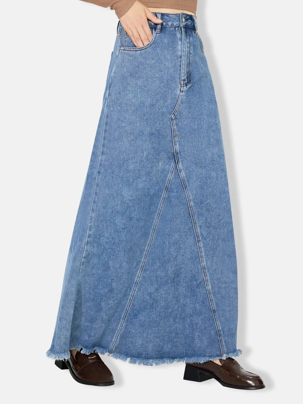 High waisted casual retro denim women's skirt