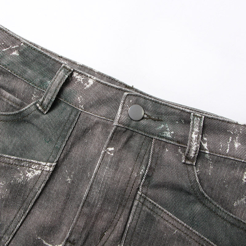 Workwear style long spliced skirt, new camouflage versatile, high-end feeling, hip hugging denim skirt for women