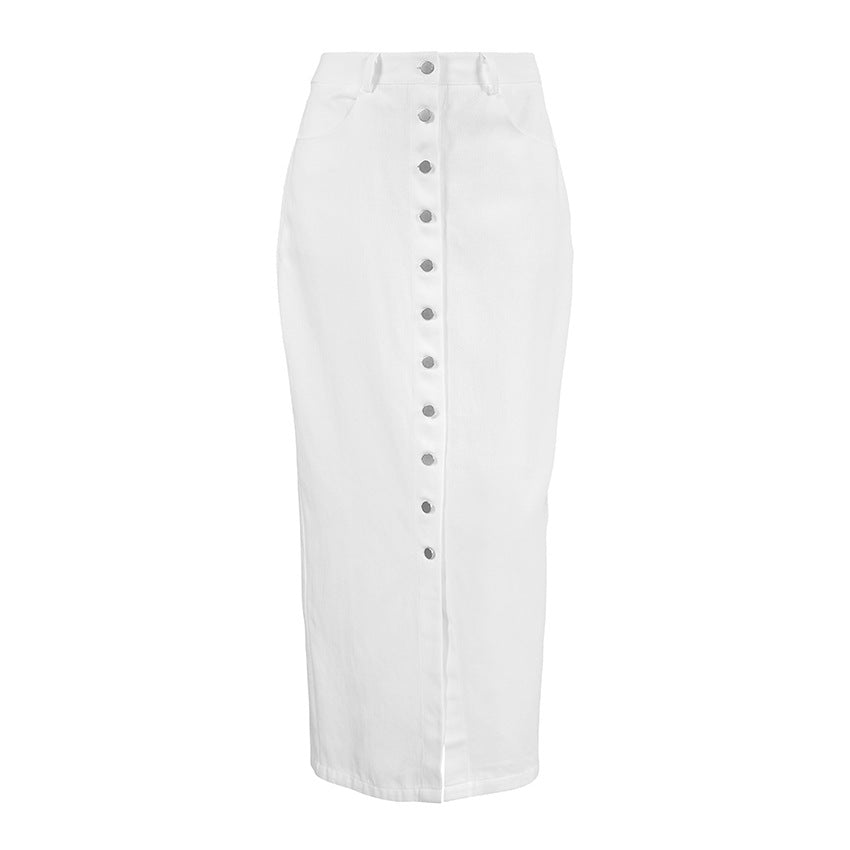 Fashionable design hip hugging denim skirt high waisted casual long skirt