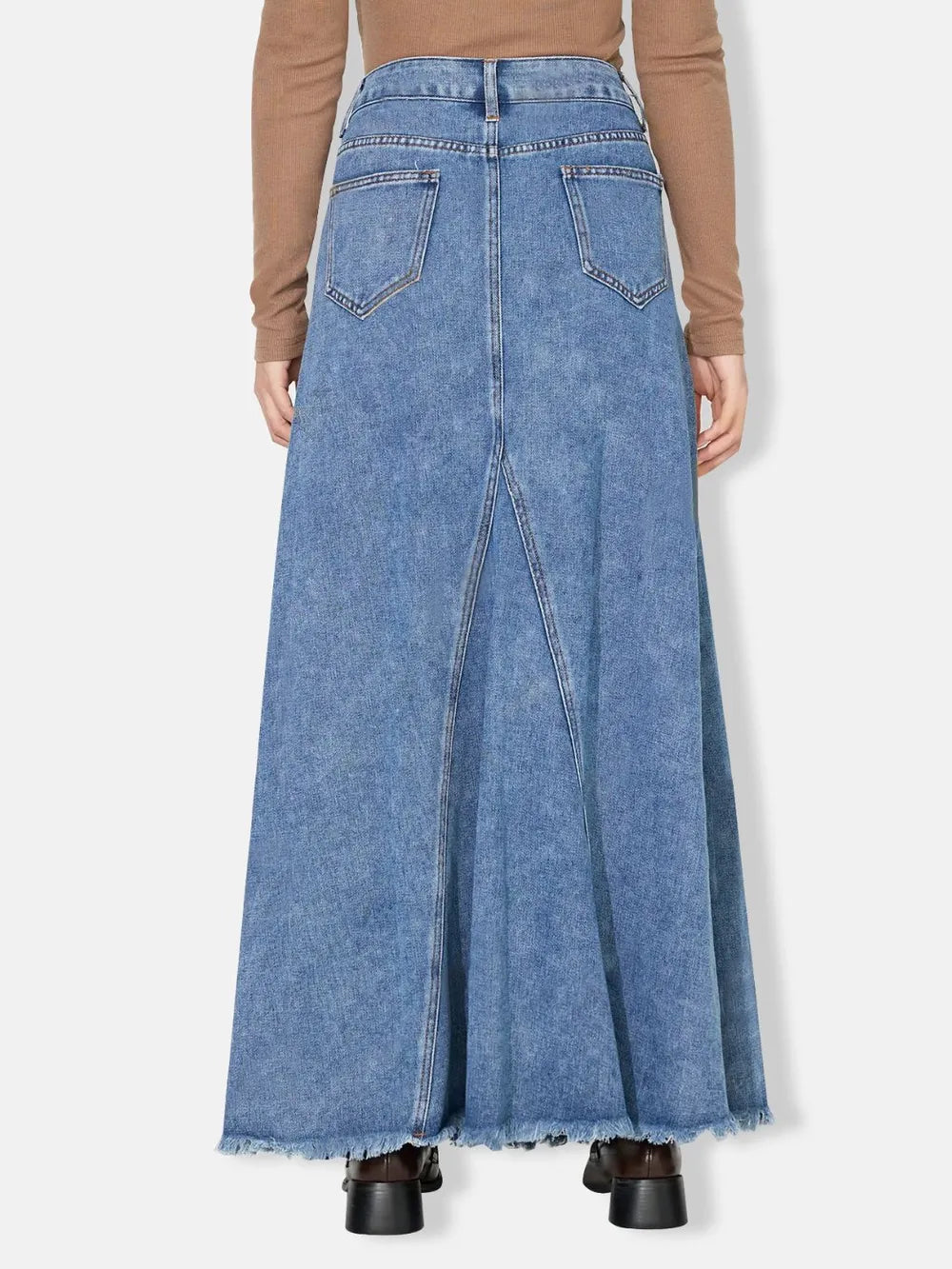 High waisted casual retro denim women's skirt