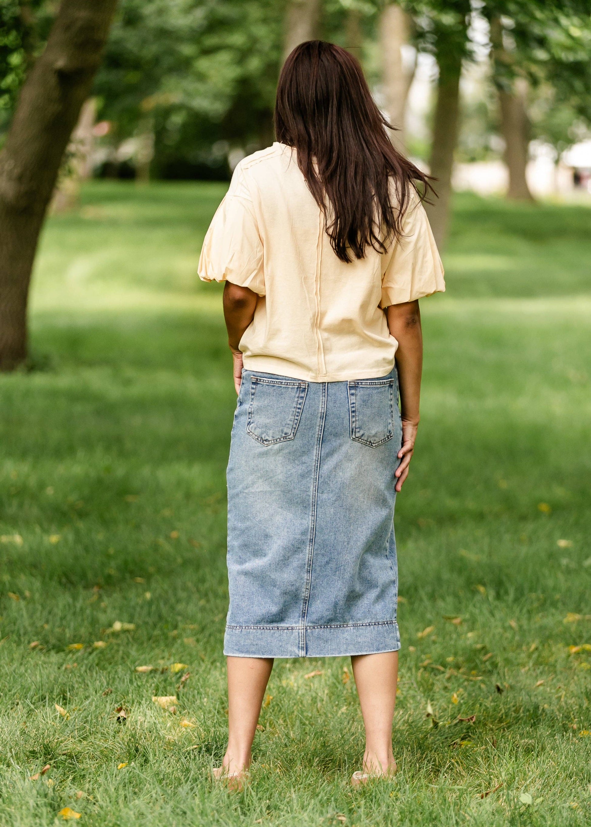 Skylar Button Front Midi Skirt