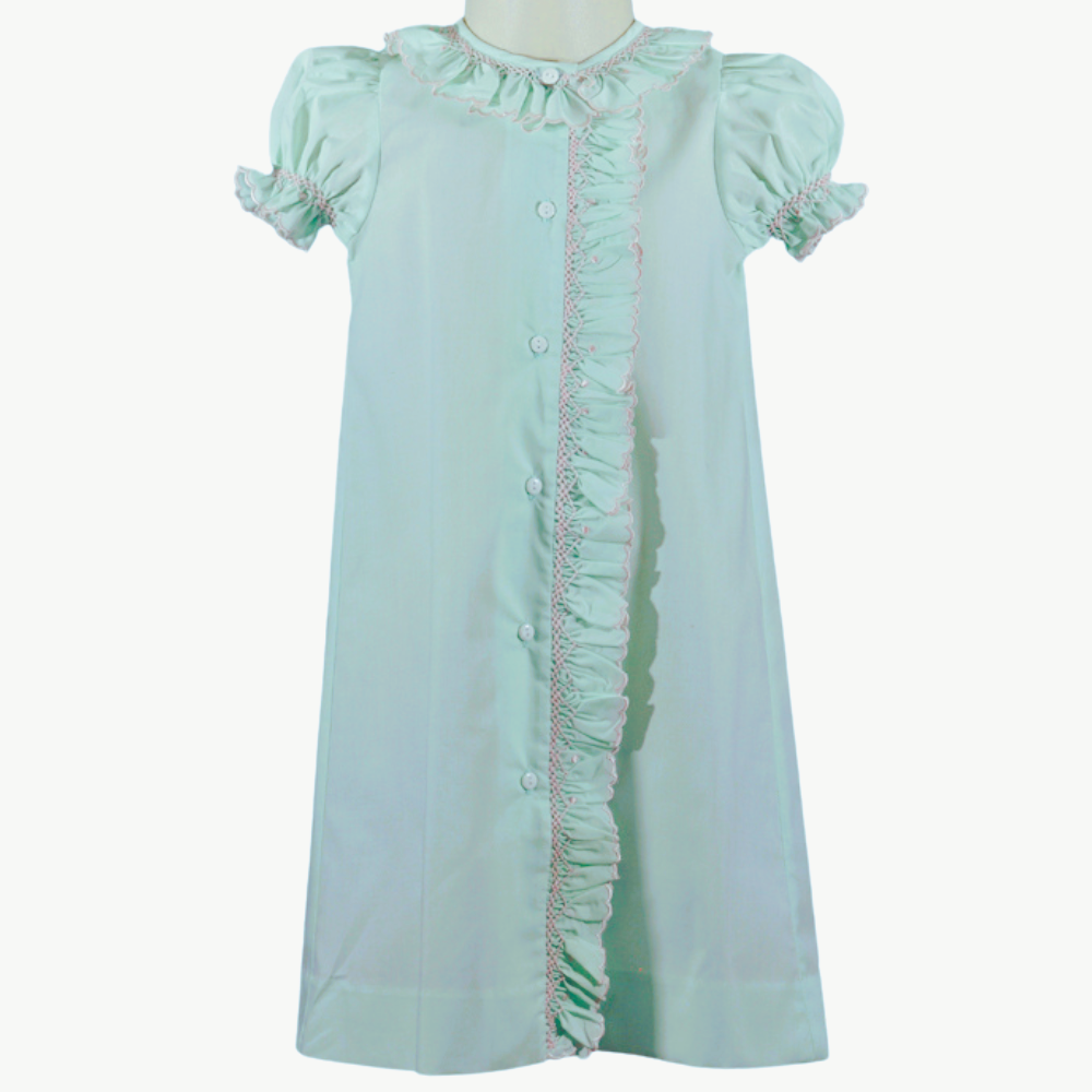 Mint Ruffle Smocked Gown