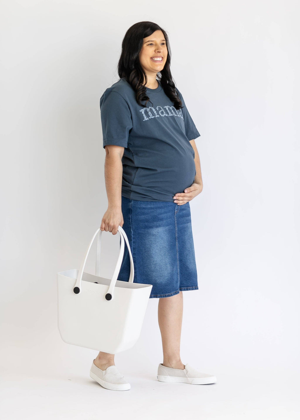 Remi Maternity Denim Midi Skirt - FINAL SALE