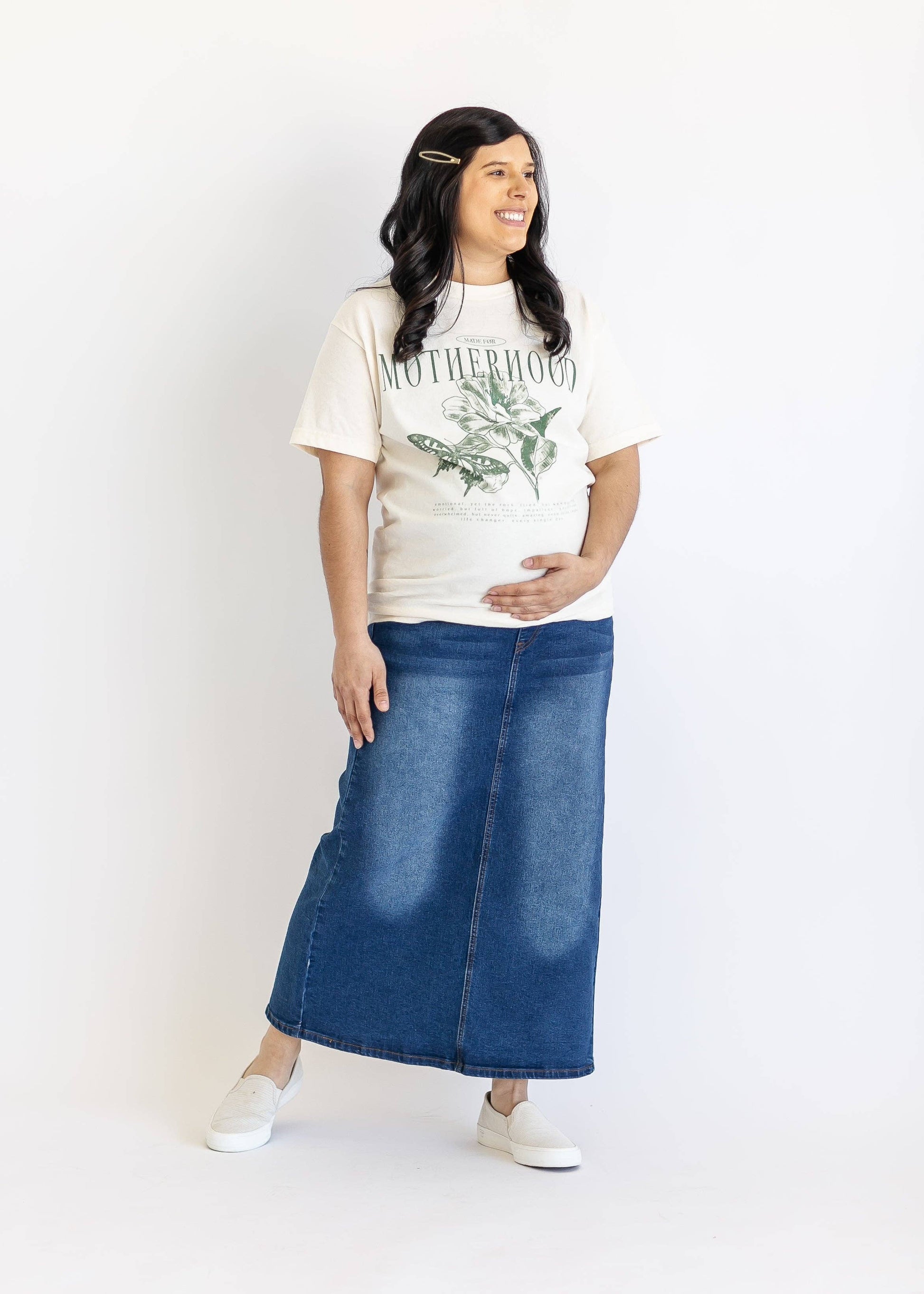 Reece Maternity Long Denim Skirt - FINAL SALE